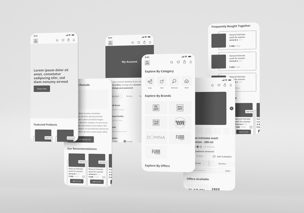 User centric wireframe for Peesafe